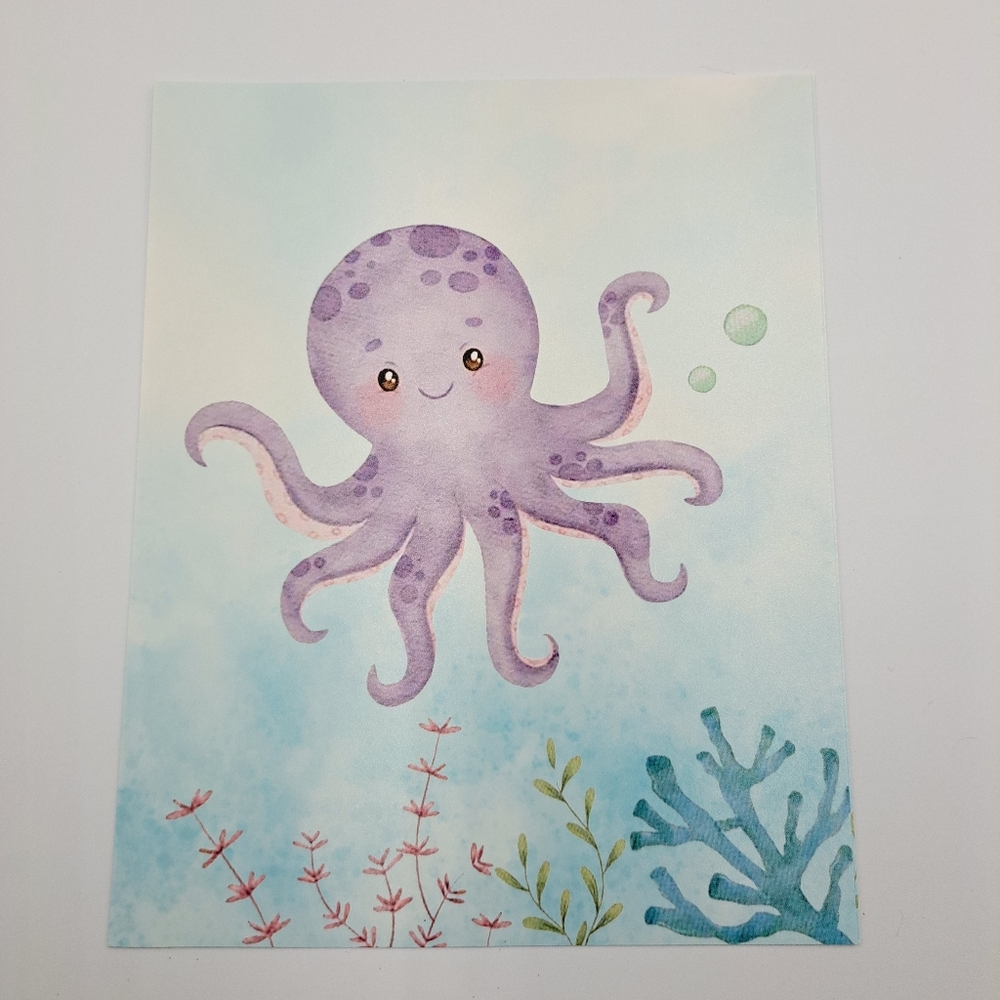 6-Piece Aquatic Sea Animals Prints  Pastel Color Art - Marine Life Art - Picture 6 of 11